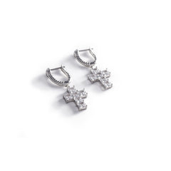 925 Silver Cross Earrings with semi-precious gemstones