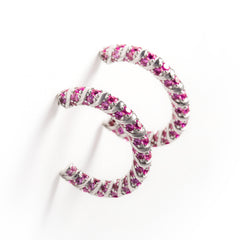 925 Silver Hoop snake earrings with semi-precious gemstones