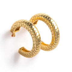 Small hoop snake skin earrings