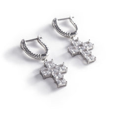 925 Silver Cross Earrings with semi-precious gemstones