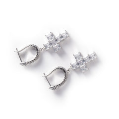 925 Silver Cross Earrings with semi-precious gemstones