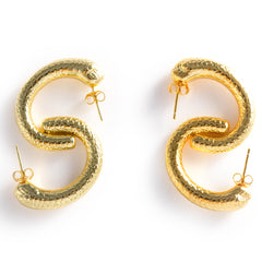 925 Silver Snake Shape Hoop Earrings Gold plated