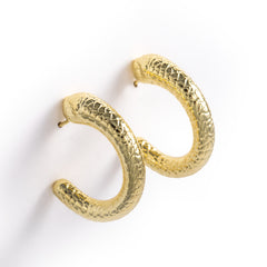 925 Silver Snake Shape Hoop Earrings Gold plated