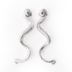 925 Silver Cobra Earrings Statement Piece 8.5 cm