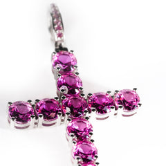 Cross Necklace with pink gemstones